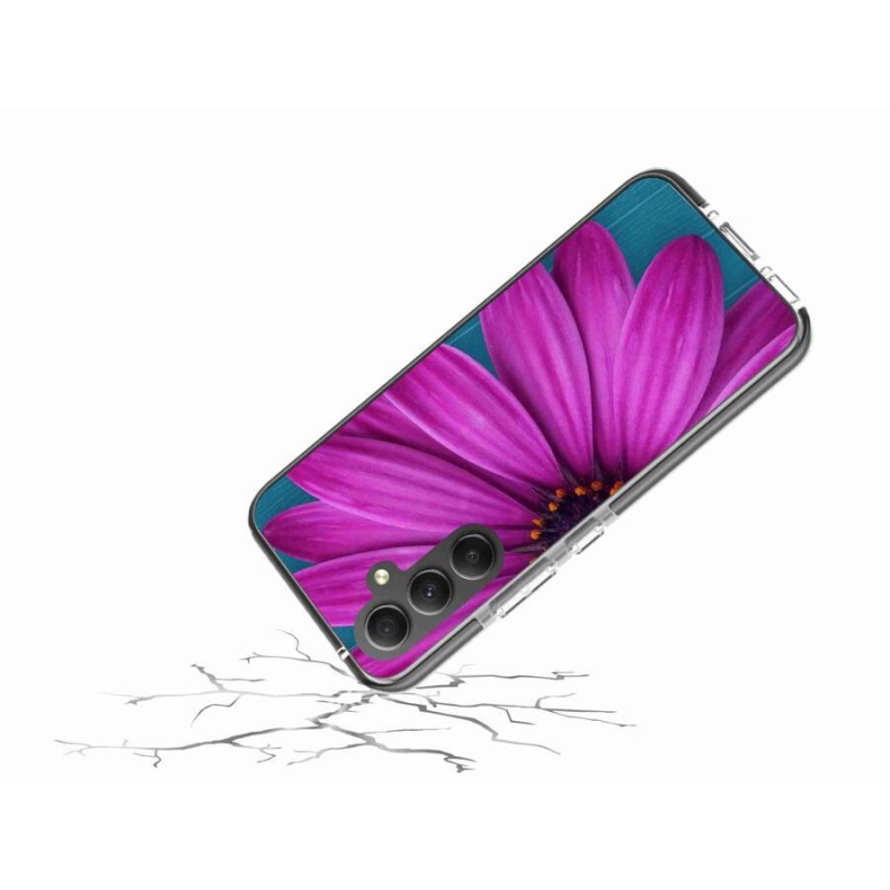Gelový obal mmCase na mobil Samsung Galaxy A34 5G - fialová kopretina
