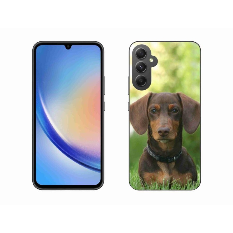 Gelový obal mmCase na mobil Samsung Galaxy A34 5G - hnědý jezevčík