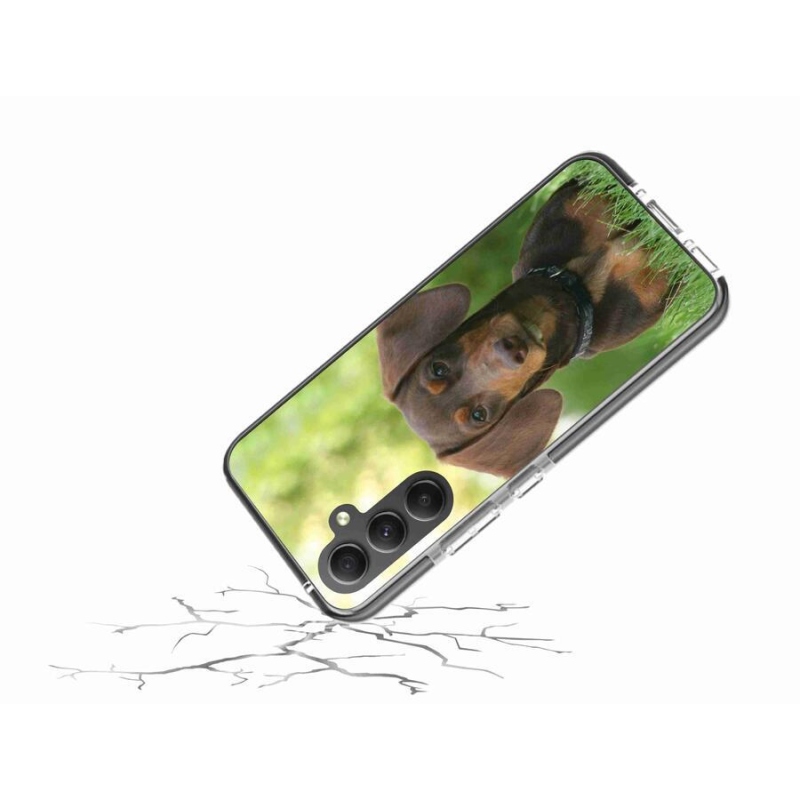 Gelový obal mmCase na mobil Samsung Galaxy A34 5G - hnědý jezevčík