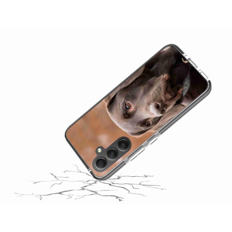 Gelový obal mmCase na mobil Samsung Galaxy A34 5G - hnědý labrador