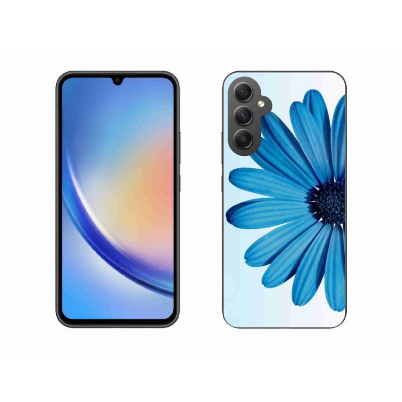 Gelový obal mmCase na mobil Samsung Galaxy A34 5G - modrá kopretina