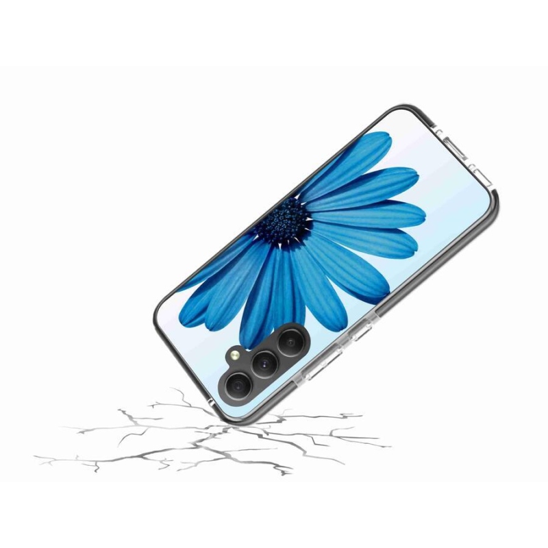 Gelový obal mmCase na mobil Samsung Galaxy A34 5G - modrá kopretina
