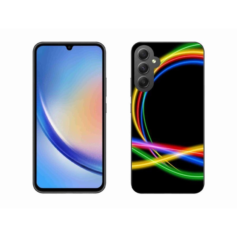 Gelový obal mmCase na mobil Samsung Galaxy A34 5G - neonové kruhy