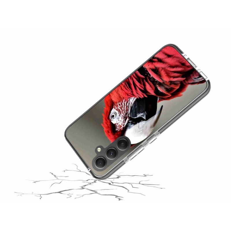 Gelový obal mmCase na mobil Samsung Galaxy A34 5G - papoušek ara červený