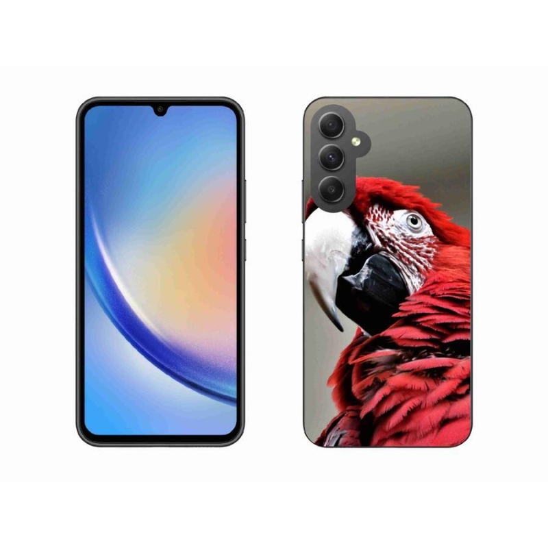 Gelový obal mmCase na mobil Samsung Galaxy A34 5G - papoušek ara červený