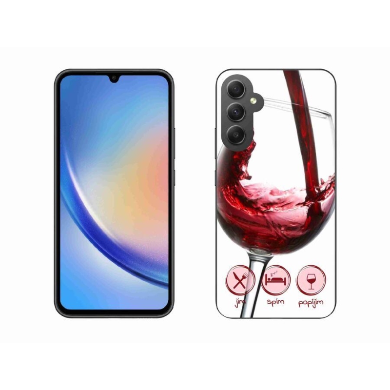 Gelový obal mmCase na mobil Samsung Galaxy A34 5G - sklenička vína červené
