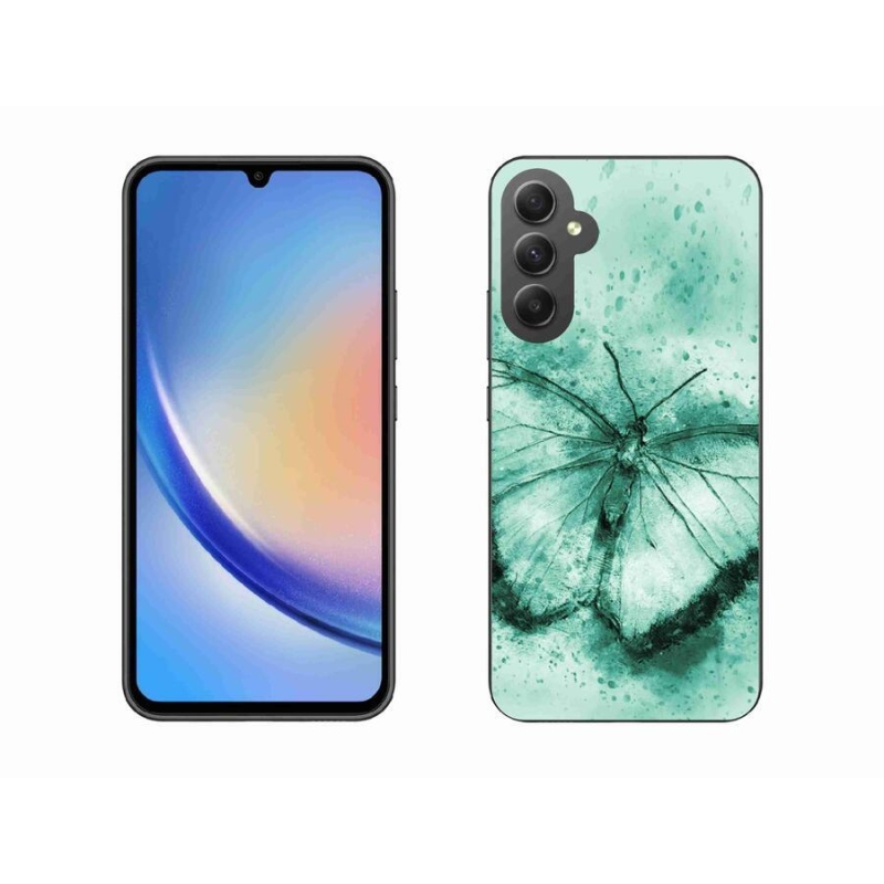Gelový obal mmCase na mobil Samsung Galaxy A34 5G - zelený motýl