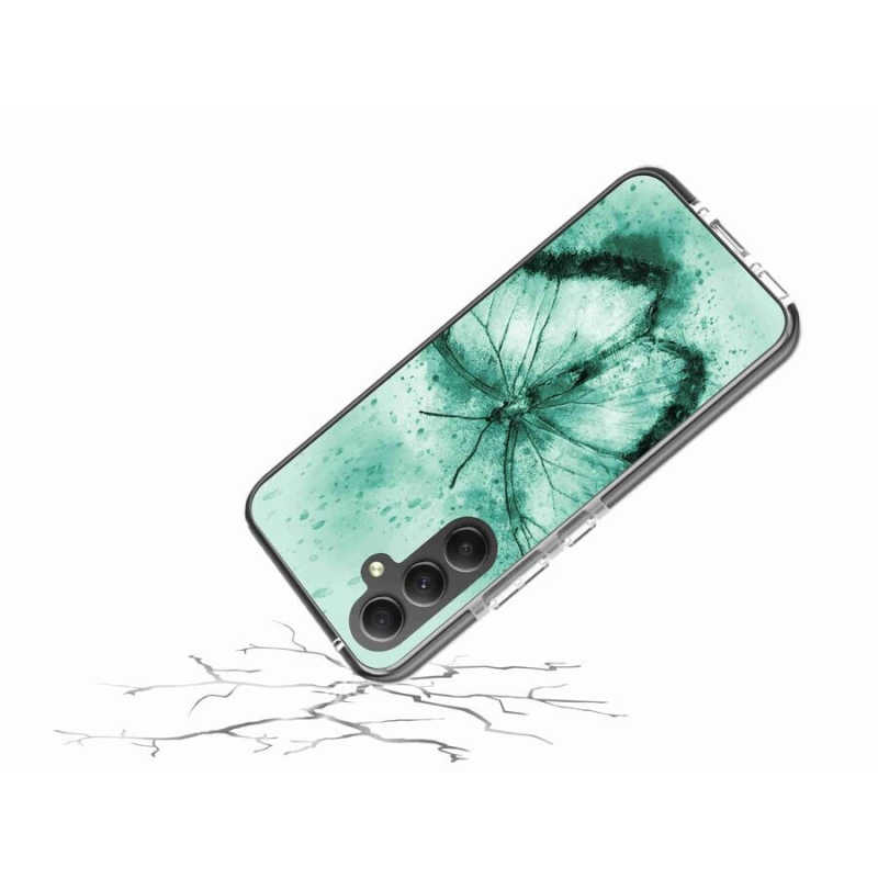 Gelový obal mmCase na mobil Samsung Galaxy A34 5G - zelený motýl