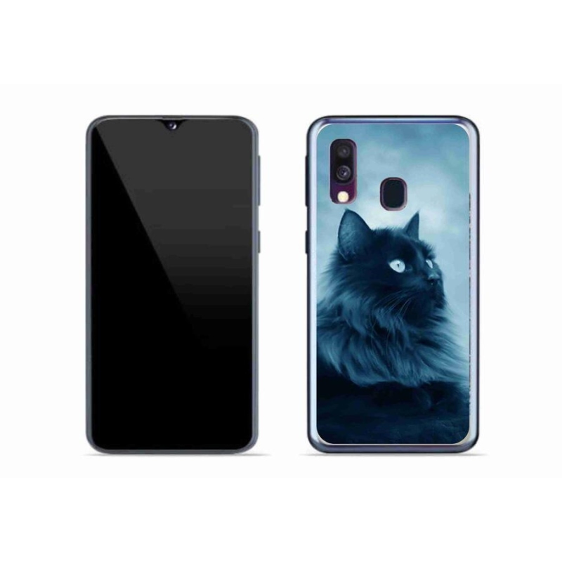 Gelový obal mmCase na mobil Samsung Galaxy A40 - černá kočka 1