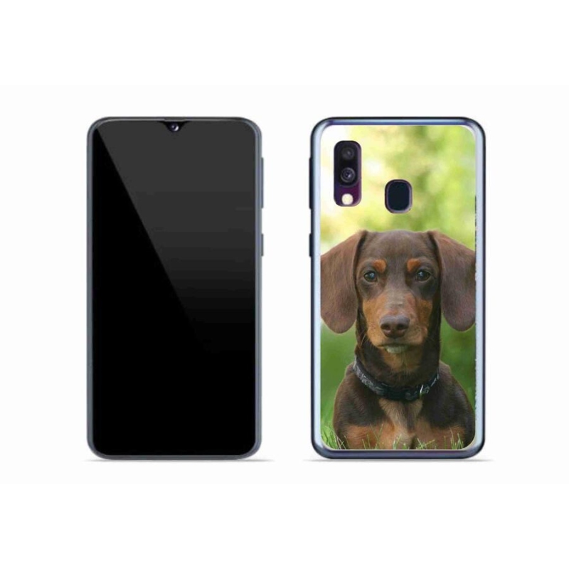 Gelový obal mmCase na mobil Samsung Galaxy A40 - hnědý jezevčík