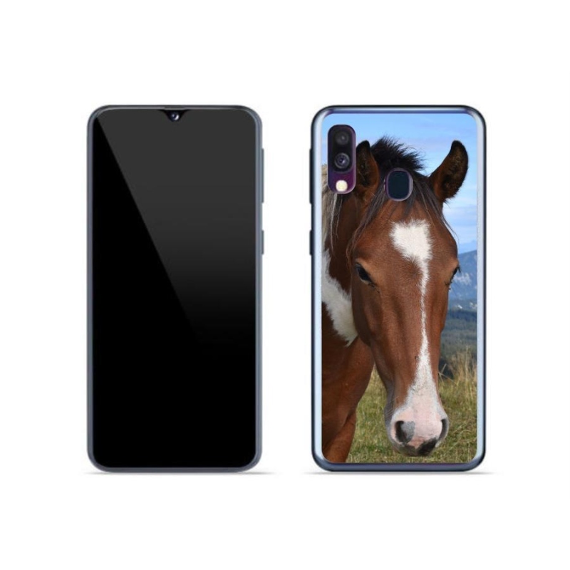Gelový obal mmCase na mobil Samsung Galaxy A40 - hnědý kůň
