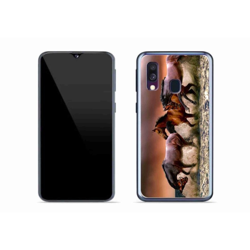 Gelový obal mmCase na mobil Samsung Galaxy A40 - koně 1