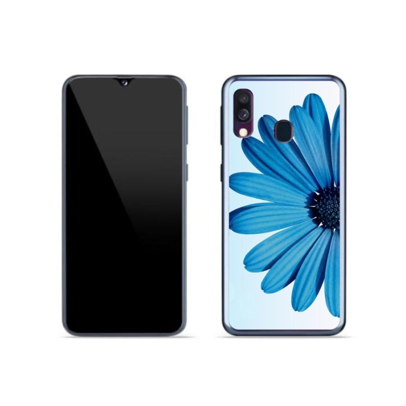 Gelový obal mmCase na mobil Samsung Galaxy A40 - modrá kopretina