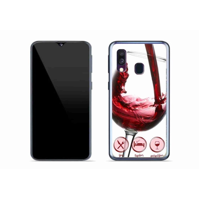Gelový obal mmCase na mobil Samsung Galaxy A40 - sklenička vína červené