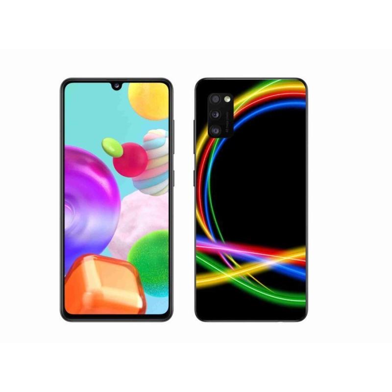 Gelový obal mmCase na mobil Samsung Galaxy A41 - neonové kruhy