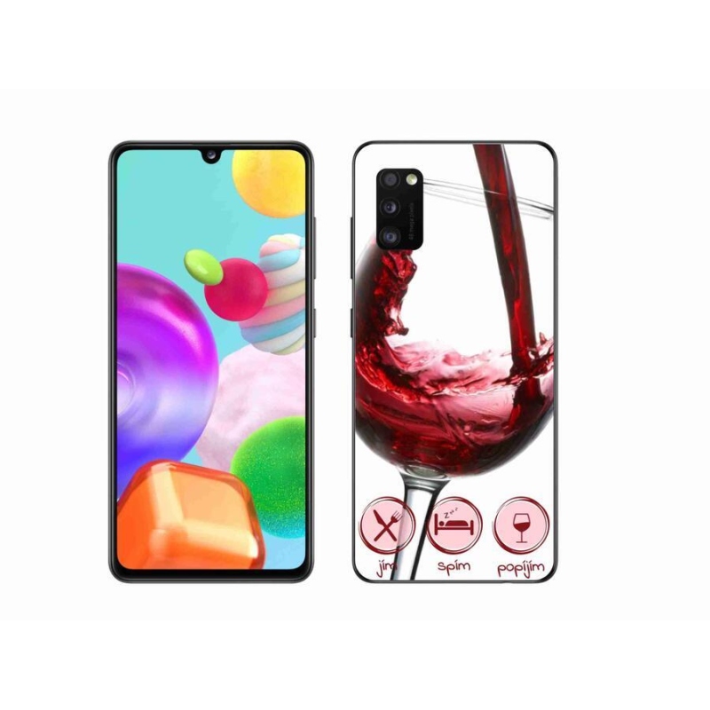 Gelový obal mmCase na mobil Samsung Galaxy A41 - sklenička vína červené