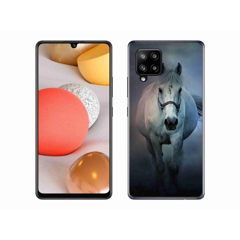 Gelový obal mmCase na mobil Samsung Galaxy A42 5G - běžící bílý kůň