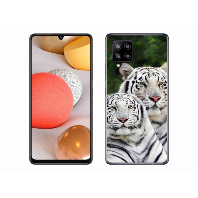 Gelový obal mmCase na mobil Samsung Galaxy A42 5G - bílí tygři