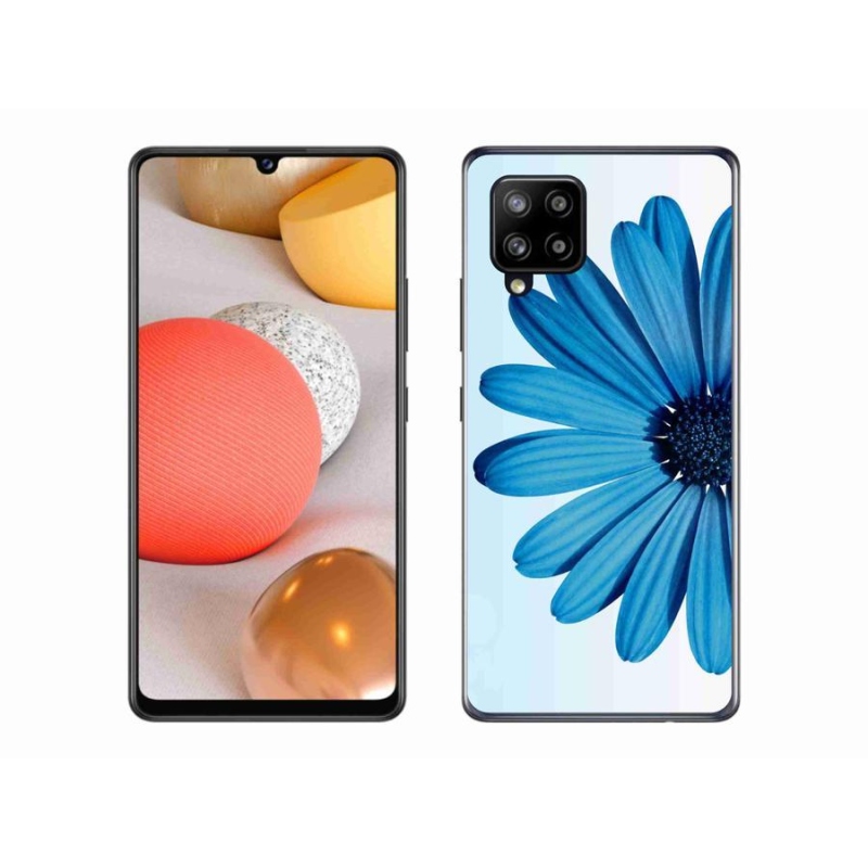 Gelový obal mmCase na mobil Samsung Galaxy A42 5G - modrá kopretina