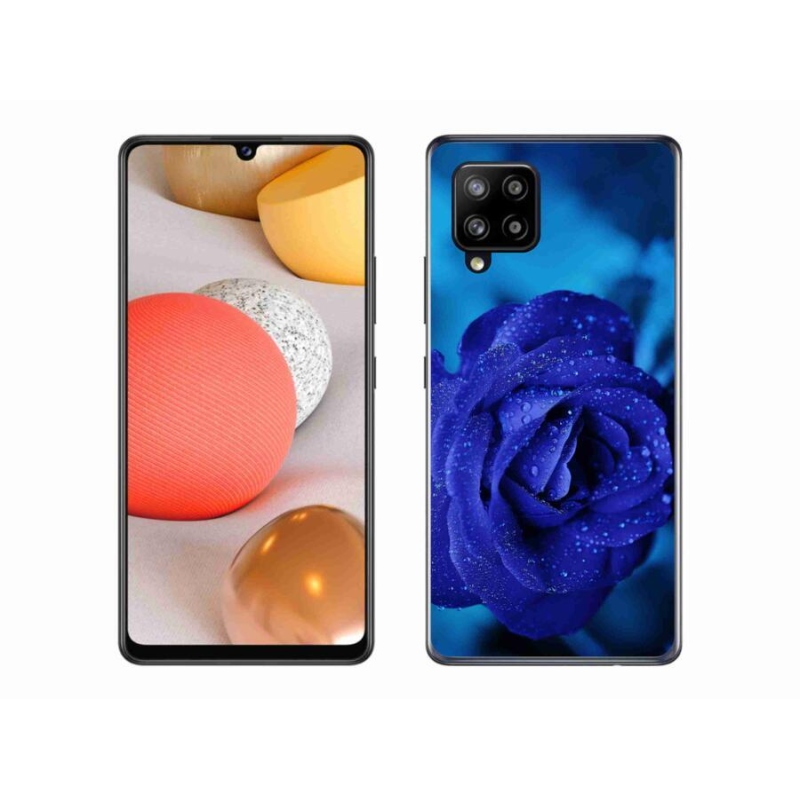 Gelový obal mmCase na mobil Samsung Galaxy A42 5G - modrá růže