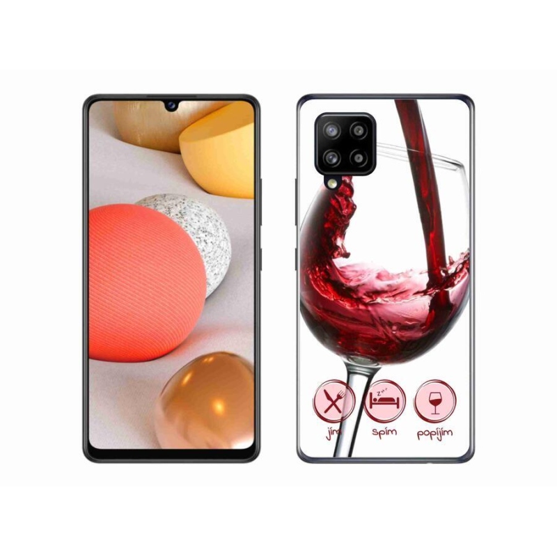 Gelový obal mmCase na mobil Samsung Galaxy A42 5G - sklenička vína červené