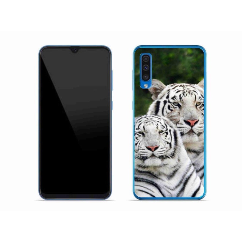 Gelový obal mmCase na mobil Samsung Galaxy A50 - bílí tygři