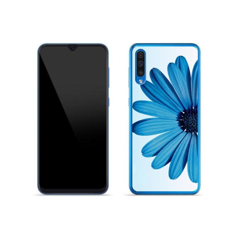 Gelový obal mmCase na mobil Samsung Galaxy A50 - modrá kopretina