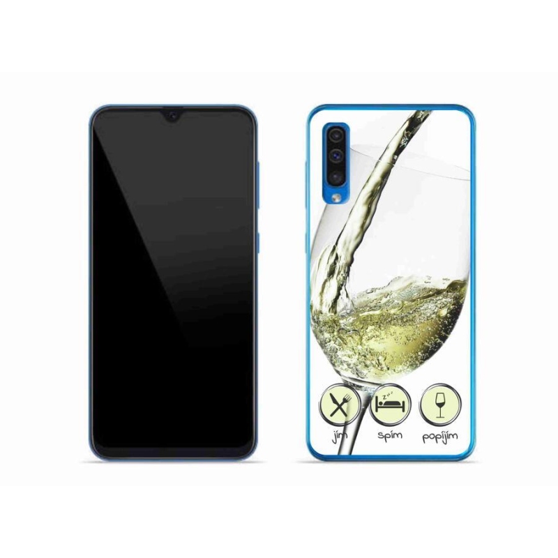 Gelový obal mmCase na mobil Samsung Galaxy A50 - sklenička vína bílé