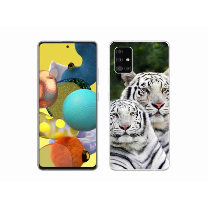 Gelový obal mmCase na mobil Samsung Galaxy A51 5G - bílí tygři