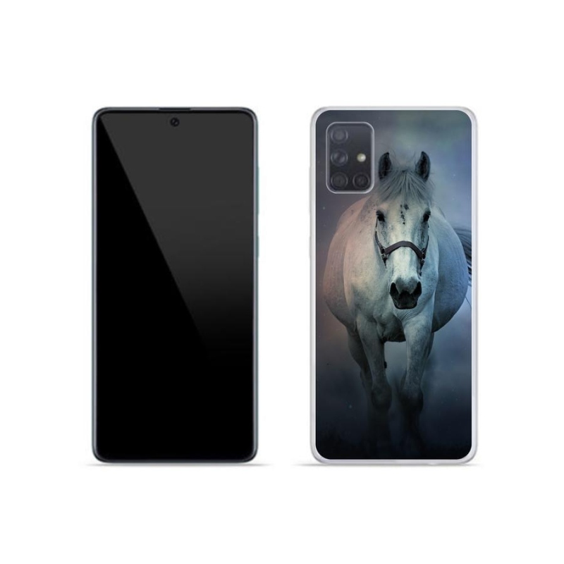 Gelový obal mmCase na mobil Samsung Galaxy A51 - běžící bílý kůň