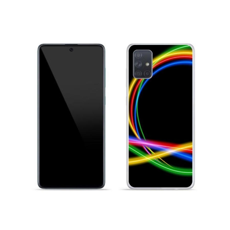 Gelový obal mmCase na mobil Samsung Galaxy A51 - neonové kruhy