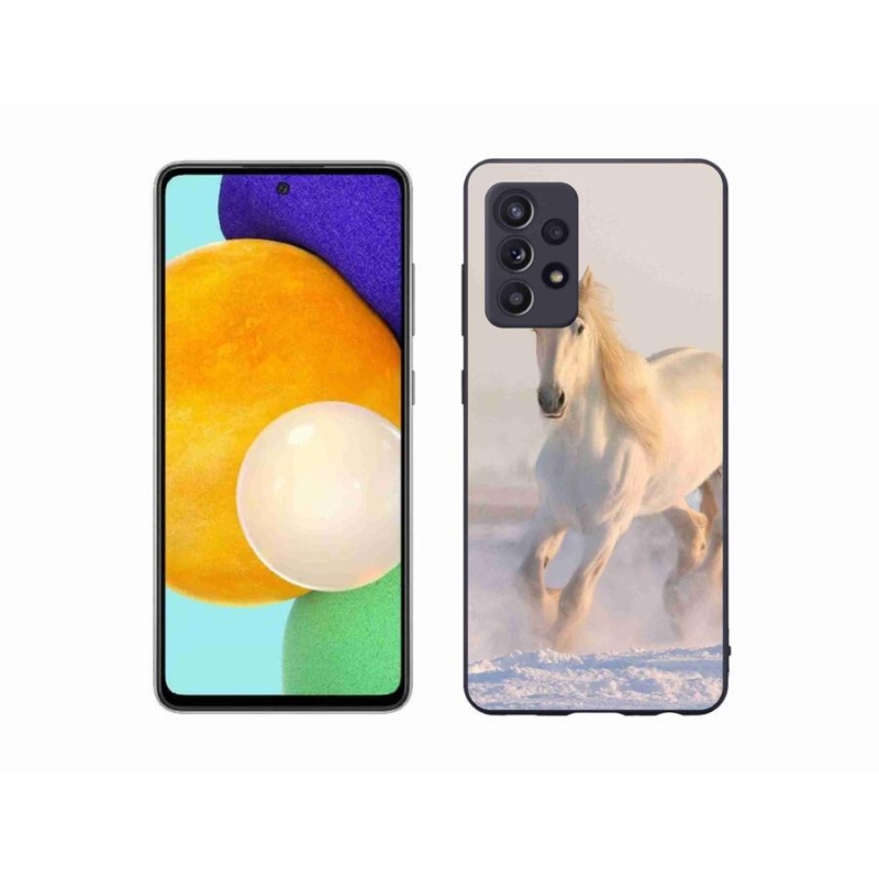 Gelový obal mmCase na mobil Samsung Galaxy A52/A52 5G - kůň ve sněhu