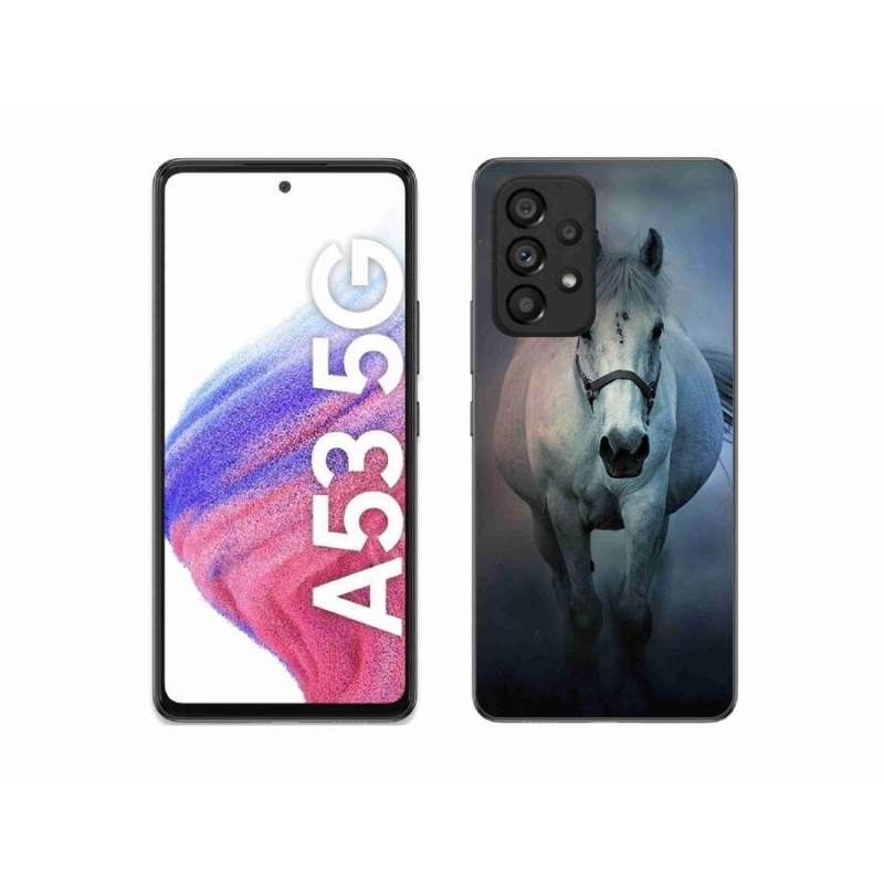 Gelový obal mmCase na mobil Samsung Galaxy A53 5G - běžící bílý kůň
