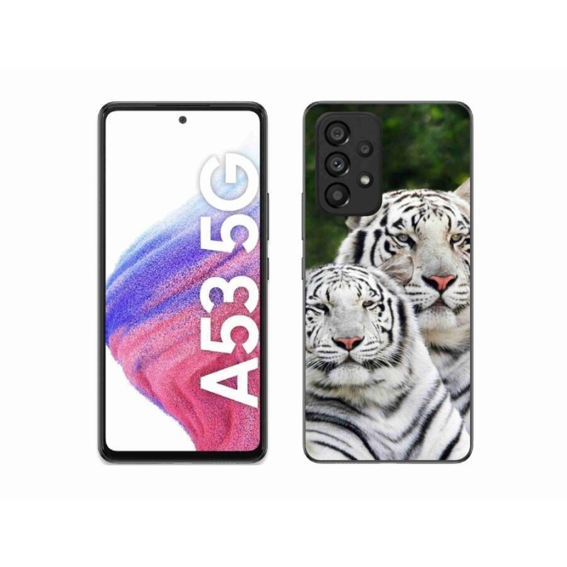 Gelový obal mmCase na mobil Samsung Galaxy A53 5G - bílí tygři