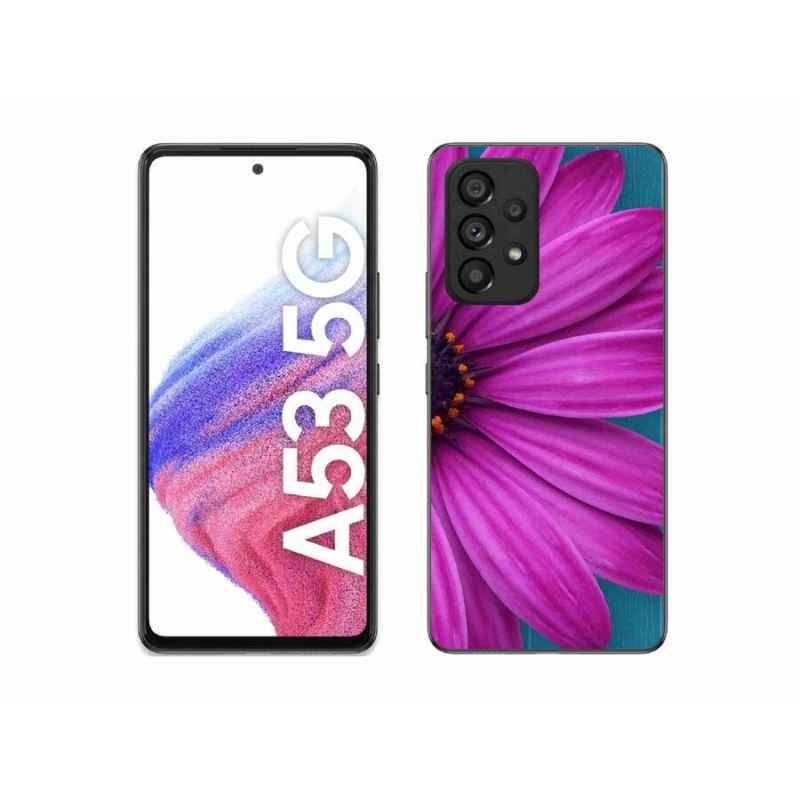 Gelový obal mmCase na mobil Samsung Galaxy A53 5G - fialová kopretina