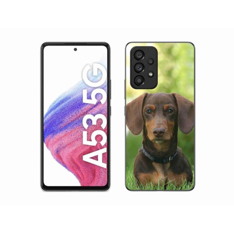 Gelový obal mmCase na mobil Samsung Galaxy A53 5G - hnědý jezevčík