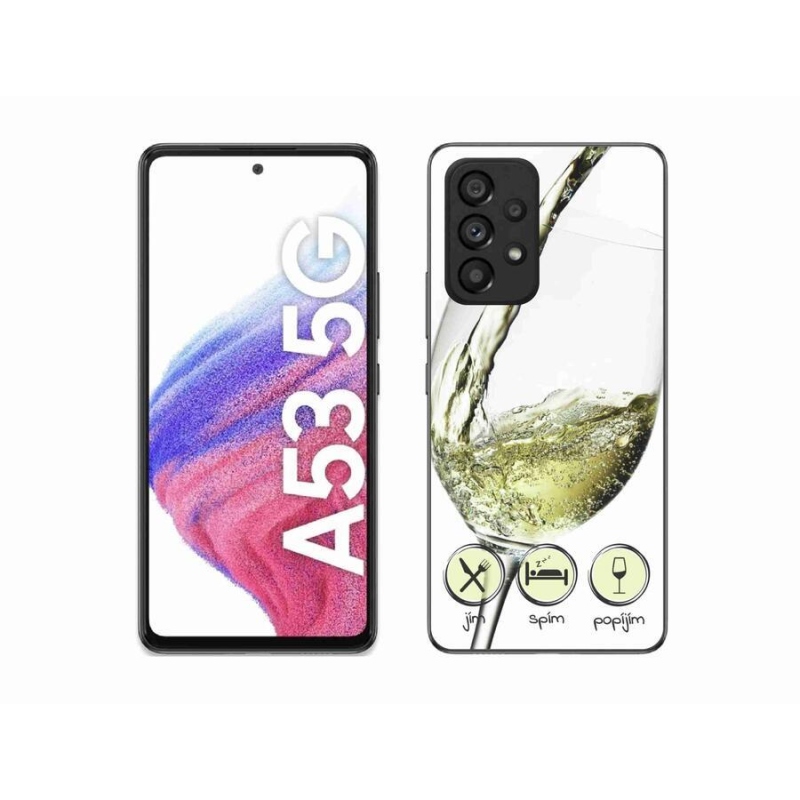 Gelový obal mmCase na mobil Samsung Galaxy A53 5G - sklenička vína bílé