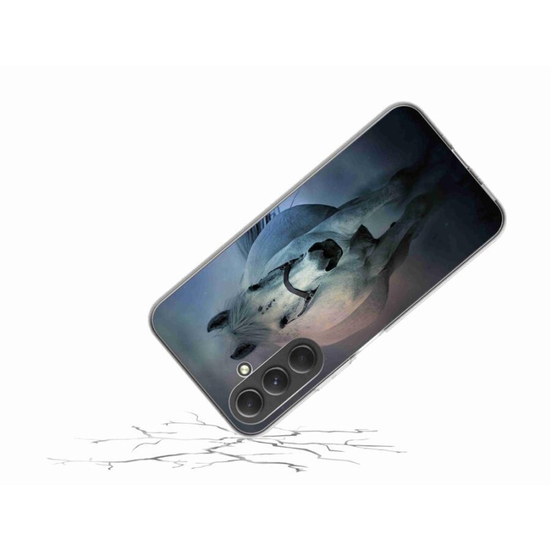 Gelový obal mmCase na mobil Samsung Galaxy A54 5G - běžící bílý kůň