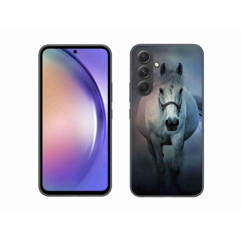 Gelový obal mmCase na mobil Samsung Galaxy A54 5G - běžící bílý kůň