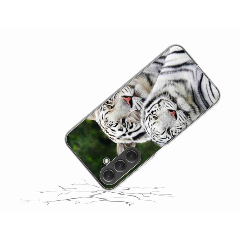 Gelový obal mmCase na mobil Samsung Galaxy A54 5G - bílí tygři