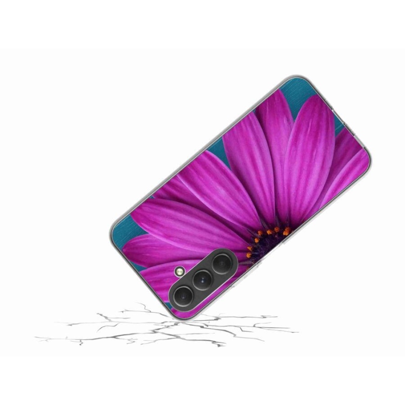 Gelový obal mmCase na mobil Samsung Galaxy A54 5G - fialová kopretina