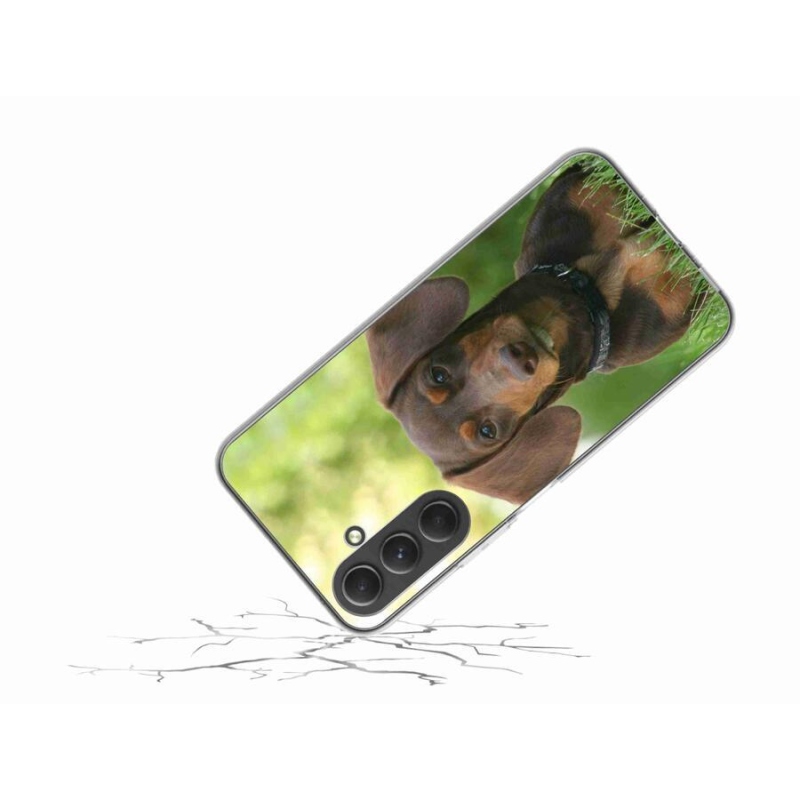 Gelový obal mmCase na mobil Samsung Galaxy A54 5G - hnědý jezevčík