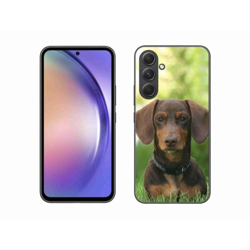 Gelový obal mmCase na mobil Samsung Galaxy A54 5G - hnědý jezevčík