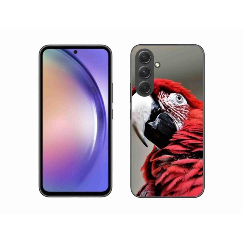 Gelový obal mmCase na mobil Samsung Galaxy A54 5G - papoušek ara červený