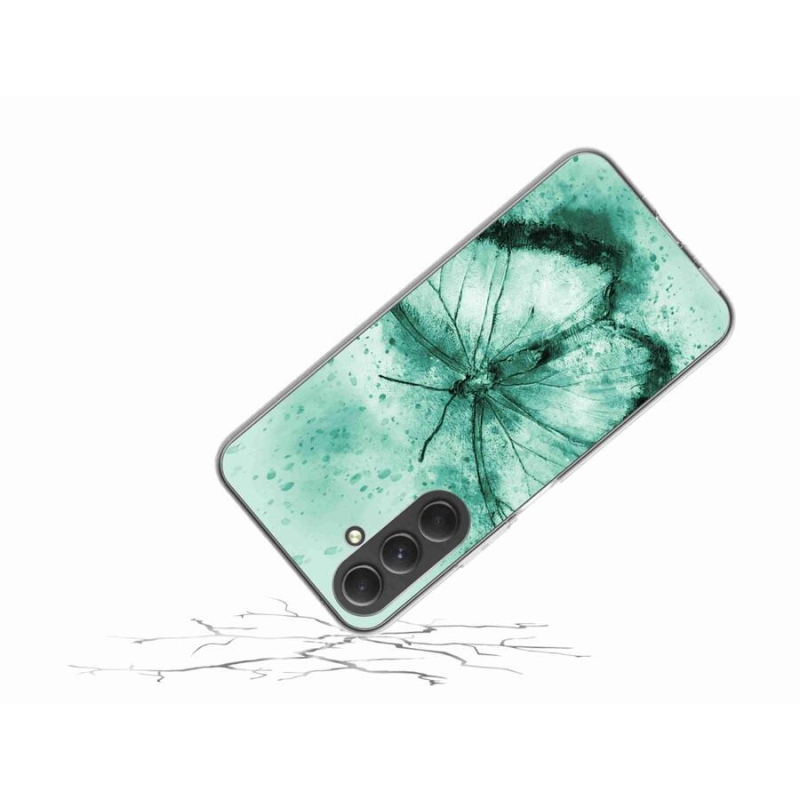 Gelový obal mmCase na mobil Samsung Galaxy A54 5G - zelený motýl
