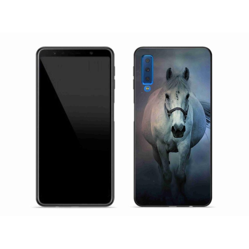 Gelový obal mmCase na mobil Samsung Galaxy A7 (2018) - běžící bílý kůň