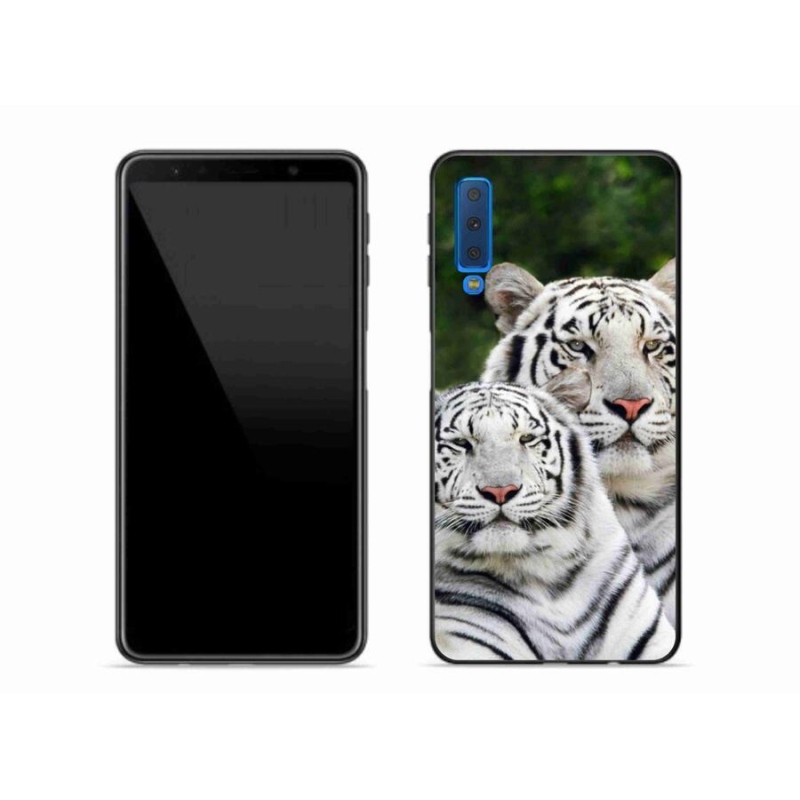 Gelový obal mmCase na mobil Samsung Galaxy A7 (2018) - bílí tygři