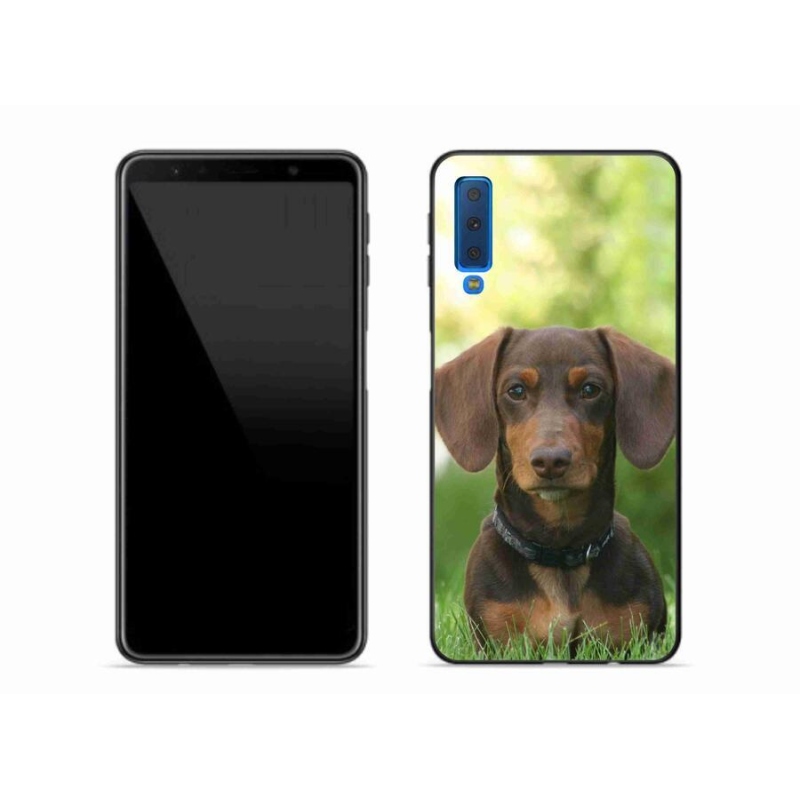 Gelový obal mmCase na mobil Samsung Galaxy A7 (2018) - hnědý jezevčík