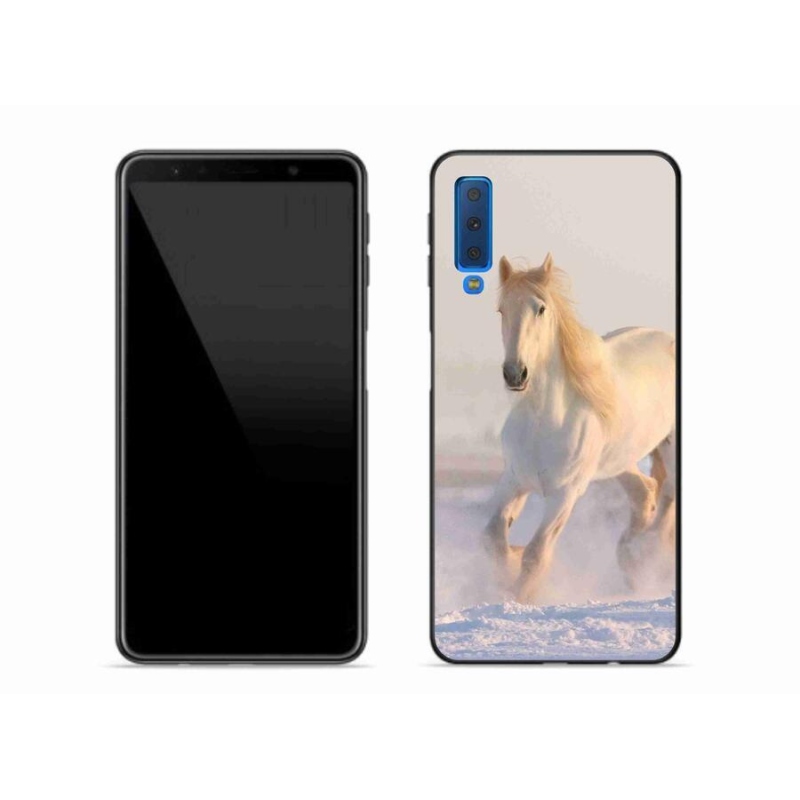 Gelový obal mmCase na mobil Samsung Galaxy A7 (2018) - kůň ve sněhu