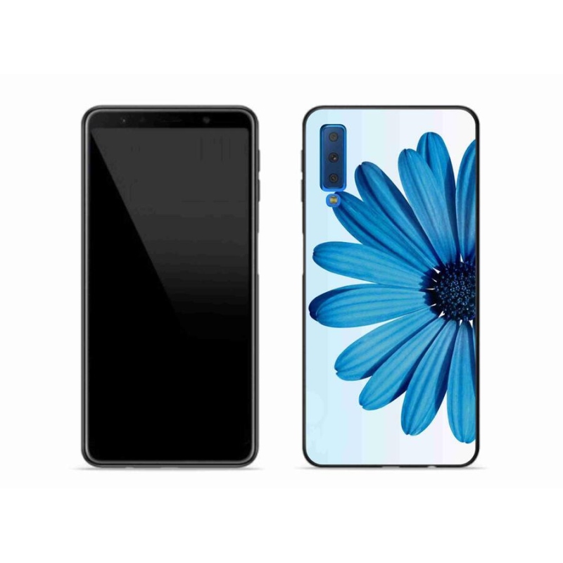 Gelový obal mmCase na mobil Samsung Galaxy A7 (2018) - modrá kopretina